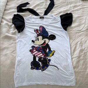 Girls Minnie Mouse Sequin Graphic Tee - White & Black